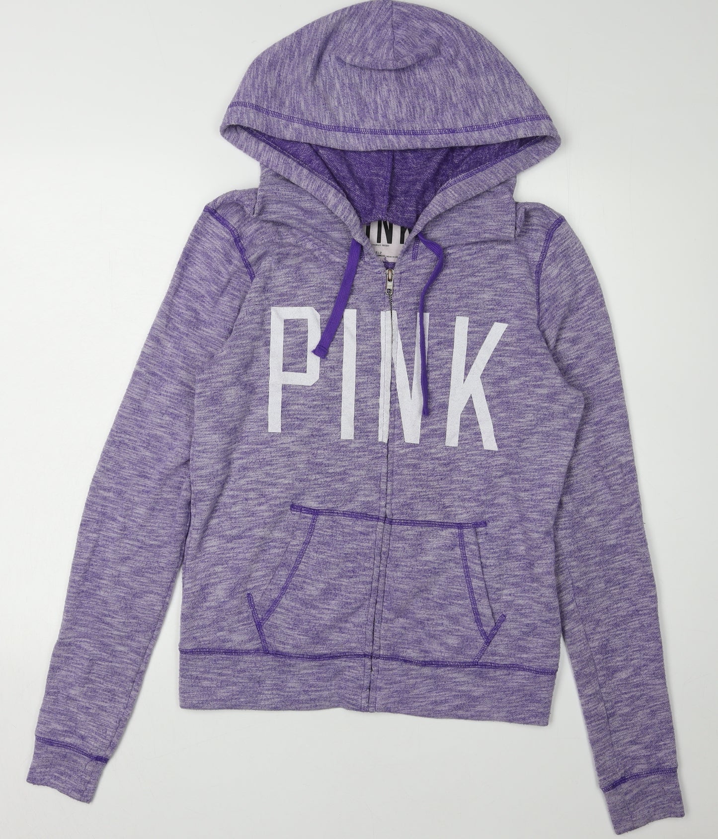 PINK Women's Purple Full Zip Hoodie - Size S