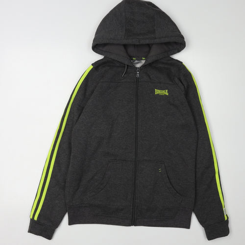 Lonsdale Unisex Grey Full Zip Hoodie Size 10