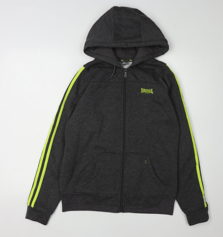 Lonsdale Unisex Grey Full Zip Hoodie Size 10