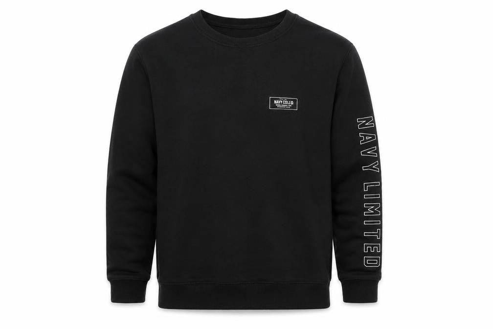 Front view of Navy Co boys’' black pullover sweatshirt m