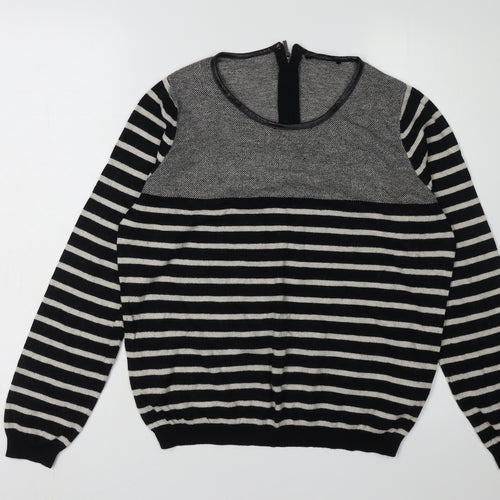 Marks and Spencer Women's Black Striped Pullover Jumper