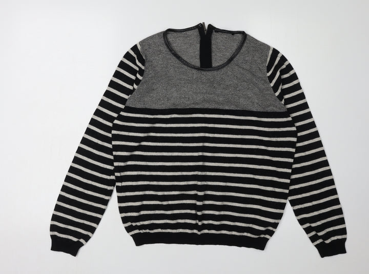 Marks and Spencer Women's Black Striped Pullover Jumper