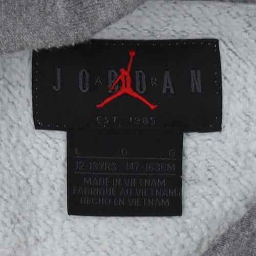 Jordan Boys Grey Hoodie, Logo, Pullover, L