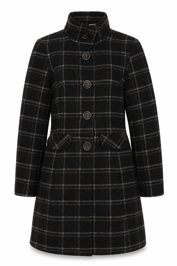 Front view of Clockhouse Women's Wool Check Pea Coat, size 12