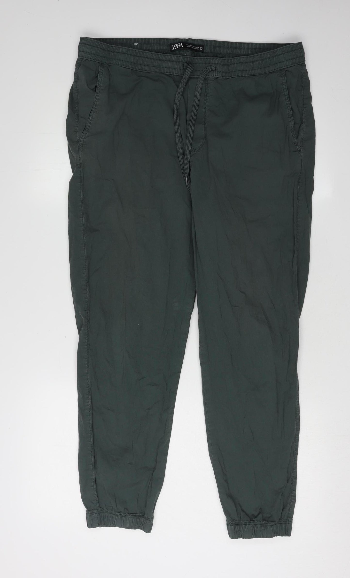 Zara Women's Green Jogger Trousers XL Elastic Waist