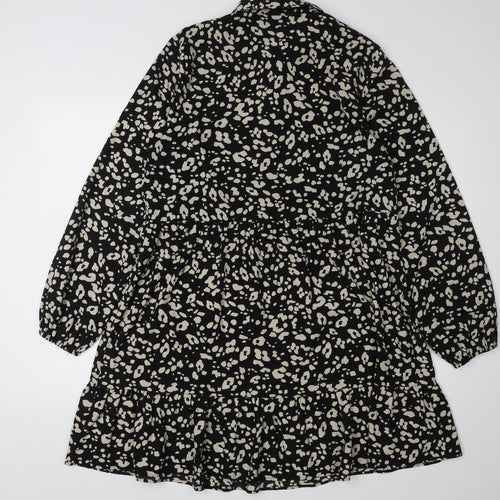 New Look Women's Black Animal Print Shirt Dress Size 14