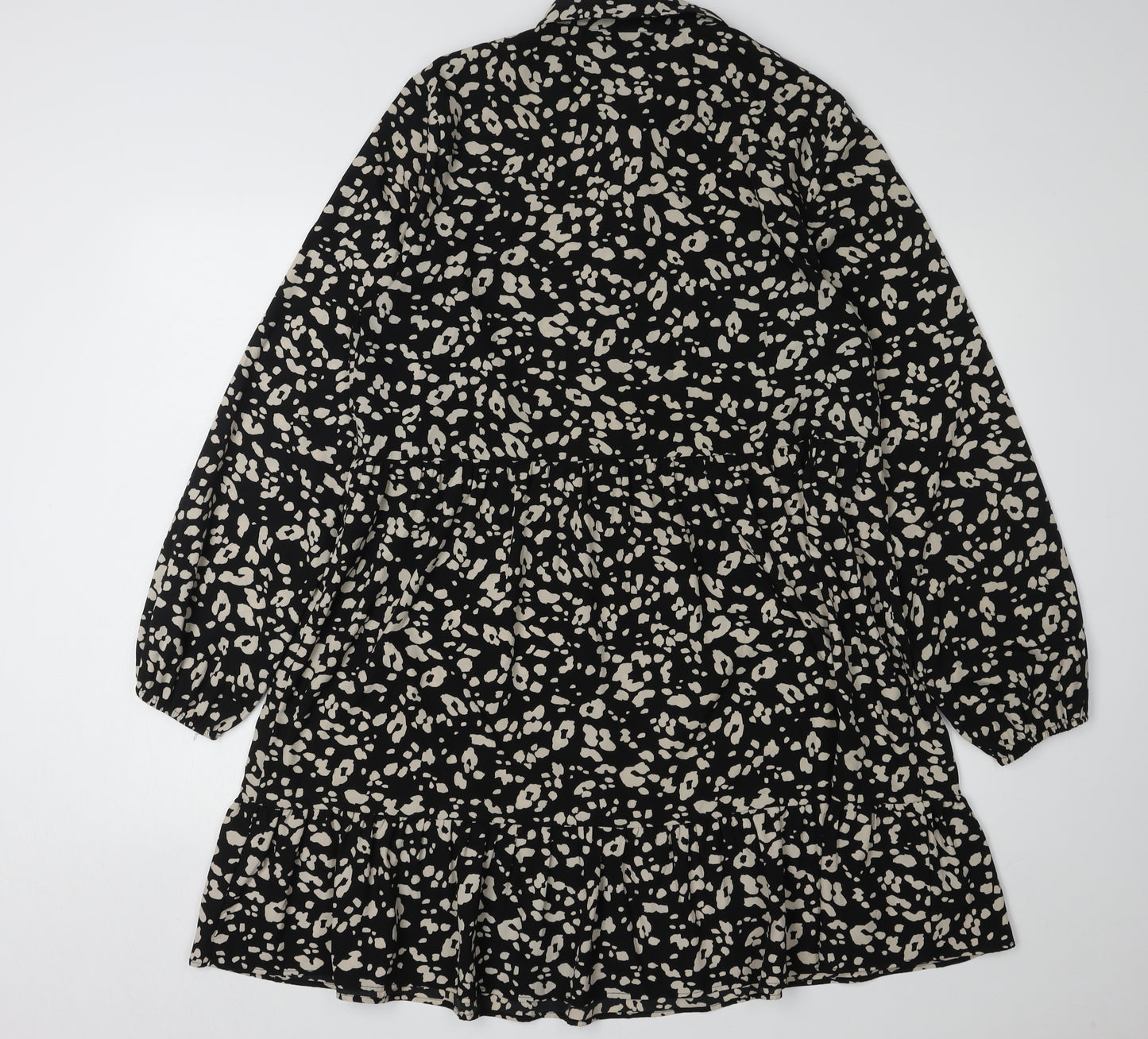 New Look Women's Black Animal Print Shirt Dress Size 14