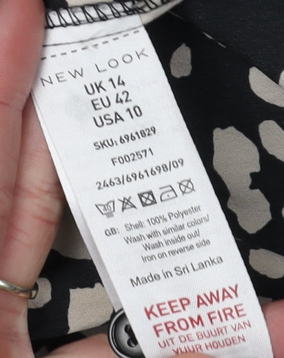 New Look Women's Black Animal Print Shirt Dress Size 14