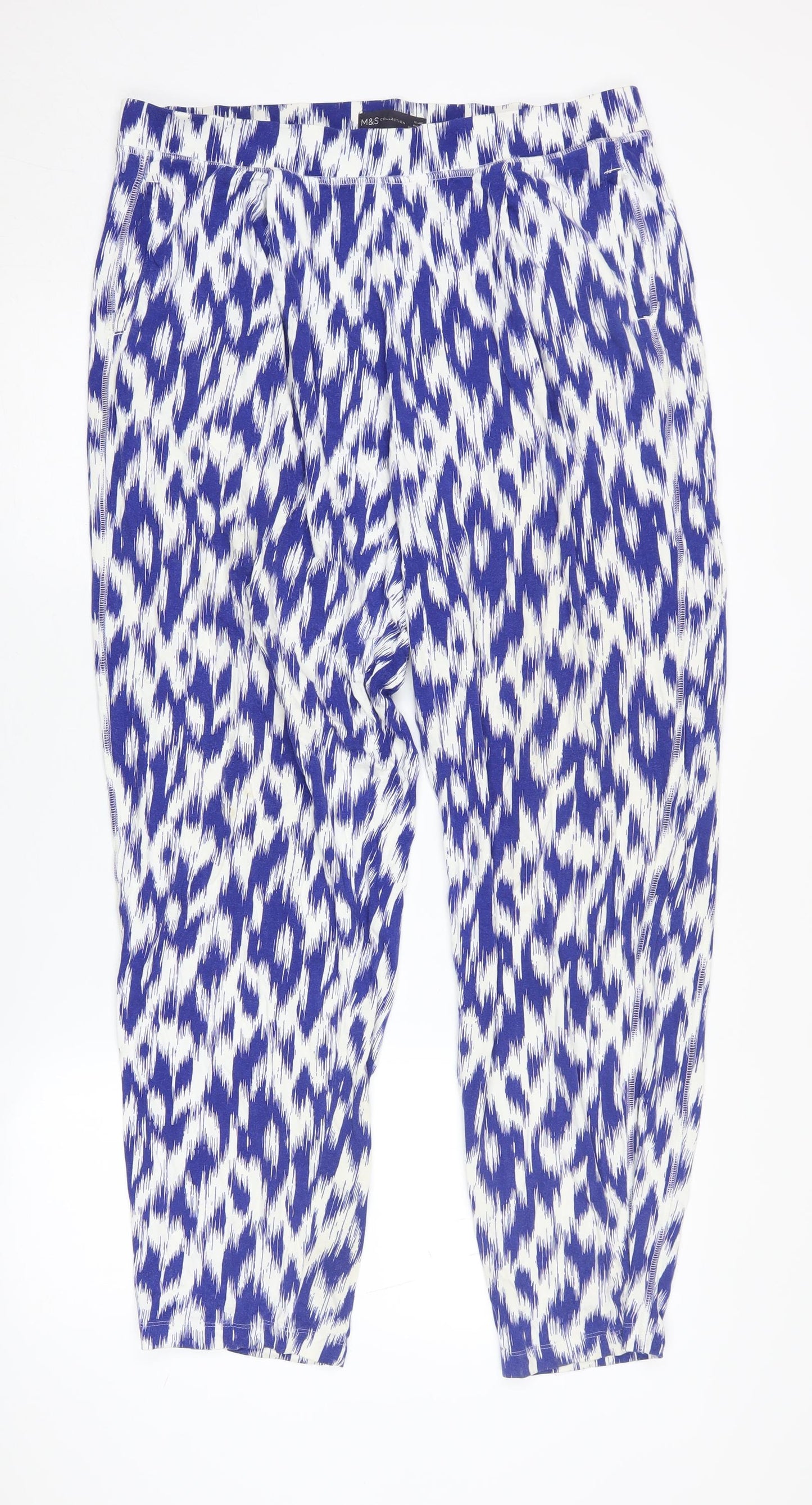 Marks and Spencer Women’s Blue Geometric Cropped Trousers