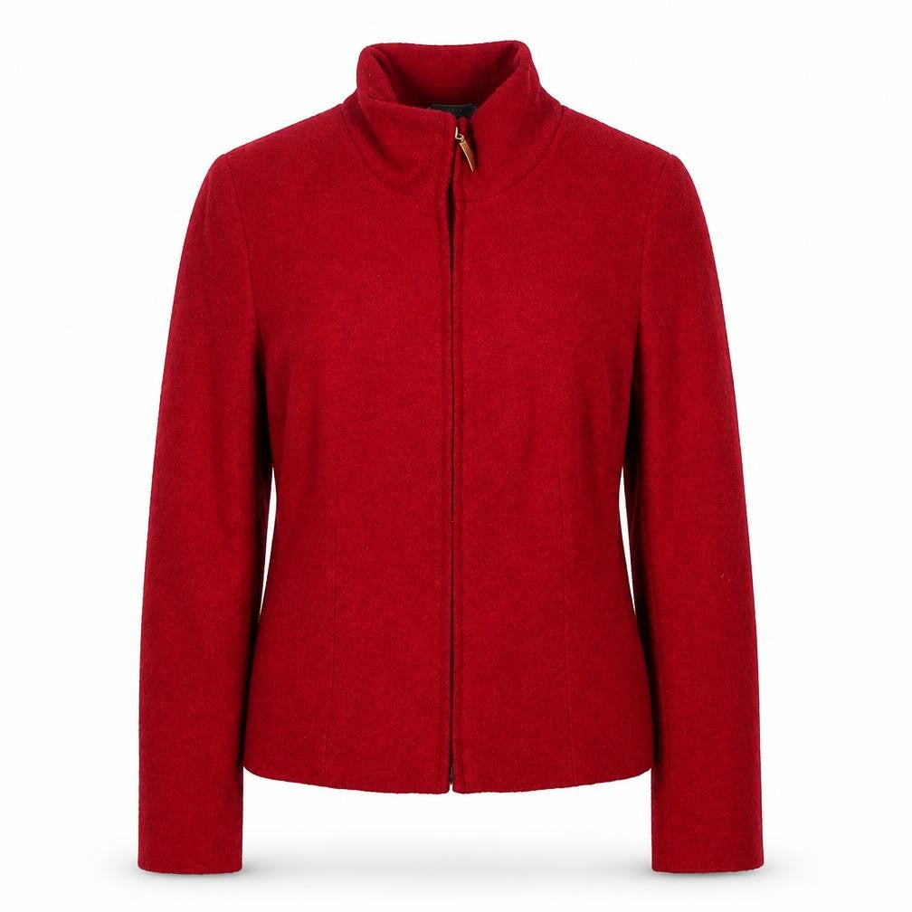 Front view of Marks & Spencer Red Wool Jacket, Women, size 12, Regular Fit