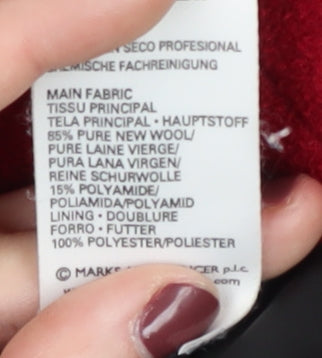 Marks & Spencer Red Wool Jacket, Women, Size 12, Regular Fit
