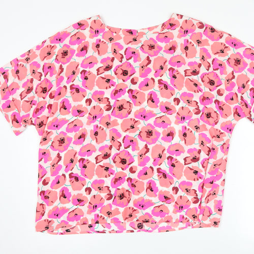 Warehouse Women's Pink Floral T-Shirt UK 16