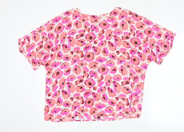 Warehouse Women's Pink Floral T-Shirt UK 16