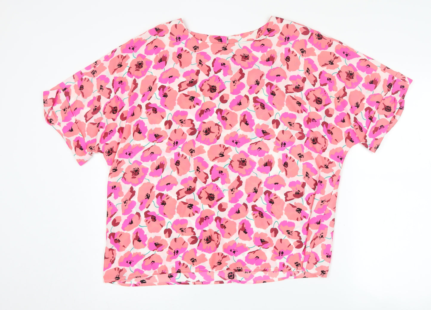 Warehouse Women's Pink Floral T-Shirt UK 16