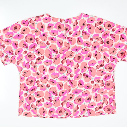 Warehouse Women's Pink Floral T-Shirt UK 16