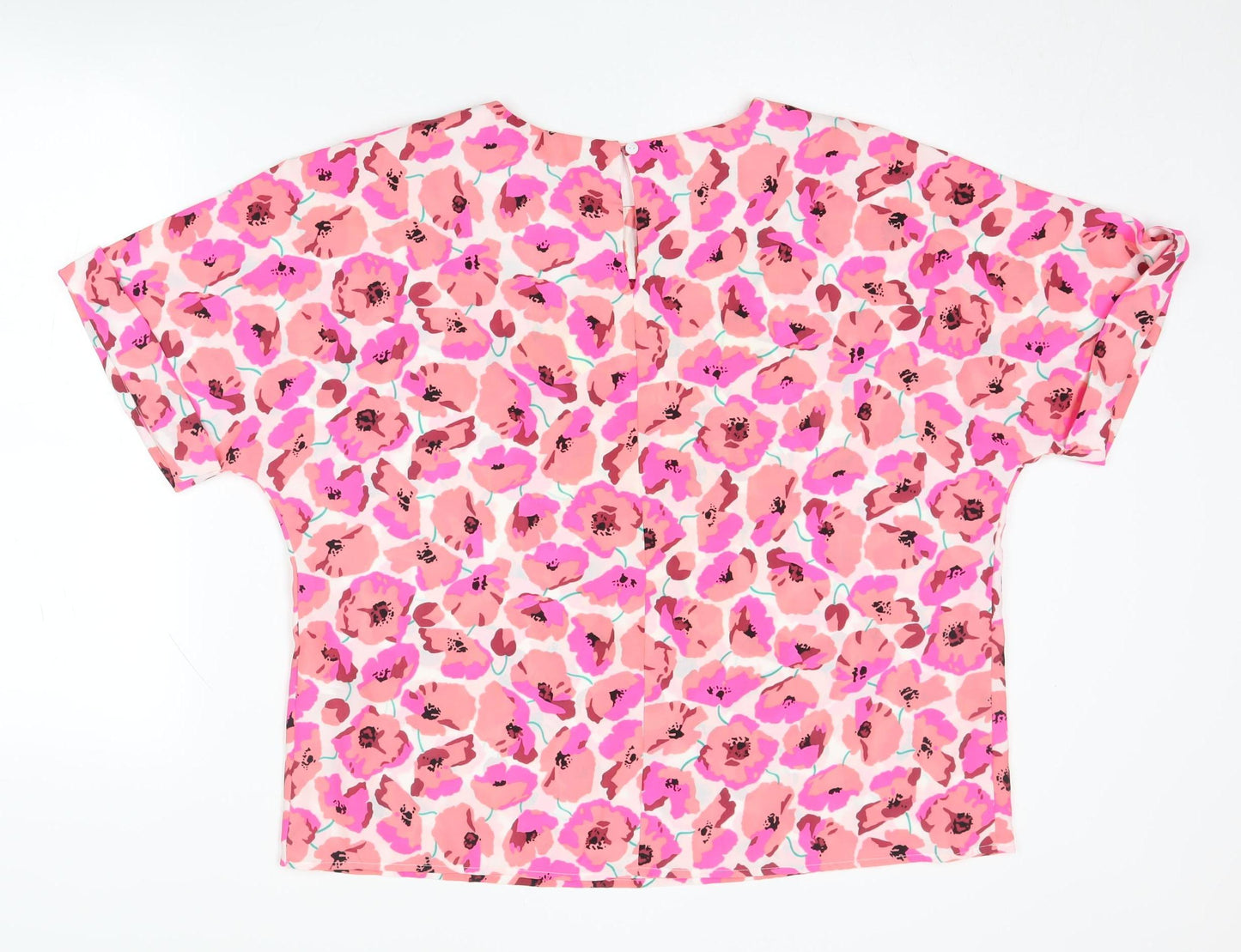 Warehouse Women's Pink Floral T-Shirt UK 16