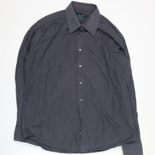 Marks and Spencer Men's Striped Shirt, Grey - Size 42