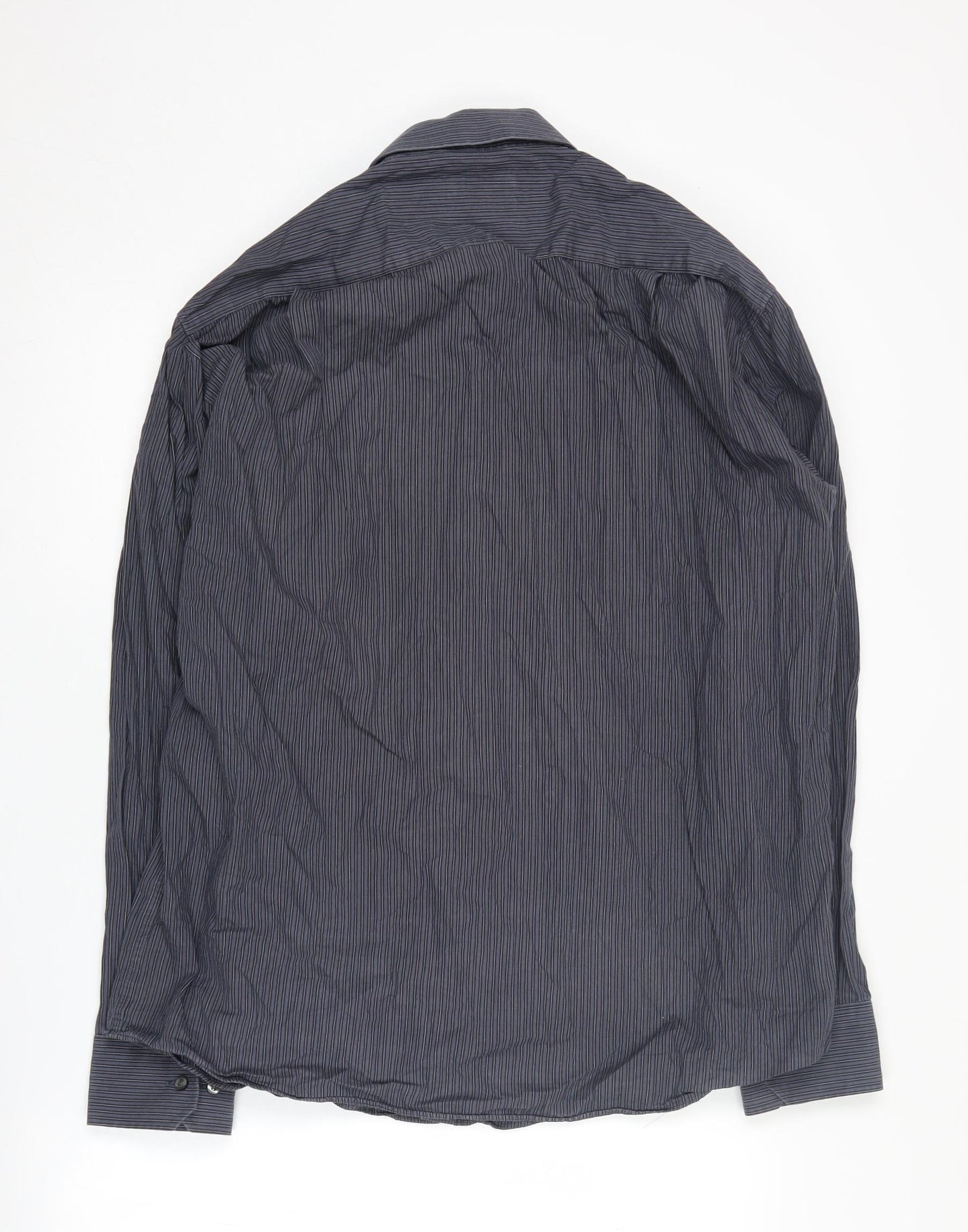 Marks and Spencer Men's Striped Shirt, Grey - Size 42