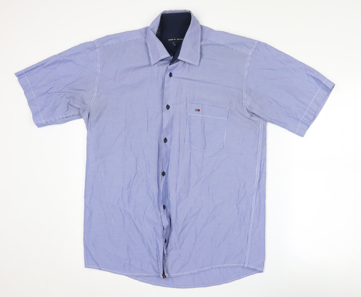 Tommy Hilfiger Men's Blue Striped Shirt - Size L