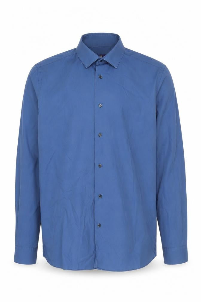 Next Men's Blue Slim Fit Long Sleeve Shirt, Size 17.5