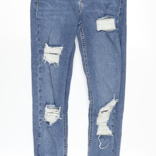 Topshop Women's Blue Distressed Skinny Jeans - Size 9