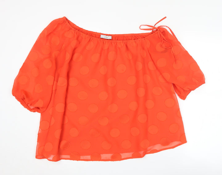 M&S Women's Orange Polka Dot Blouse Size 14