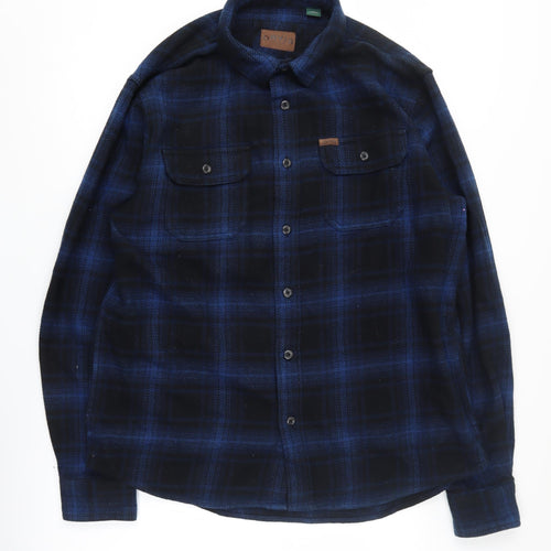 Orvis Men's Blue Plaid Button-Up Shirt, Size L