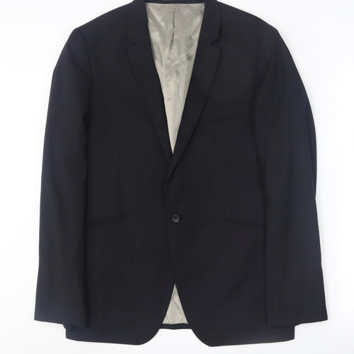 Topman Men's Black Blazer, Size 42, Formal Single-Breasted Jacket