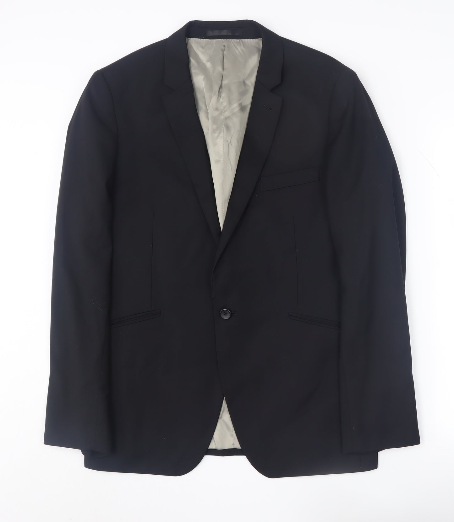 Topman Men's Black Blazer, Size 42, Formal Single-Breasted Jacket