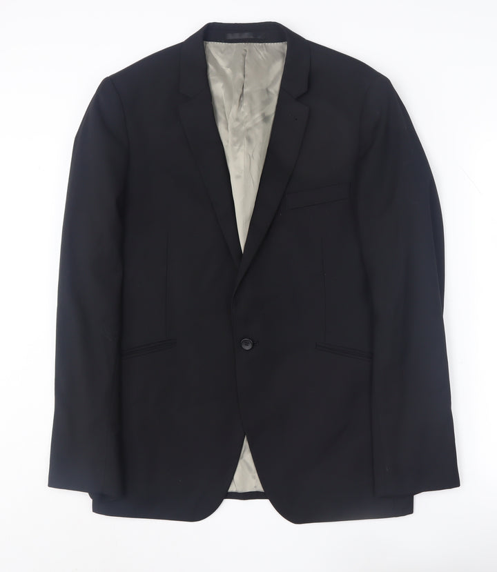 Topman Men's Black Blazer, Size 42, Formal Single-Breasted Jacket