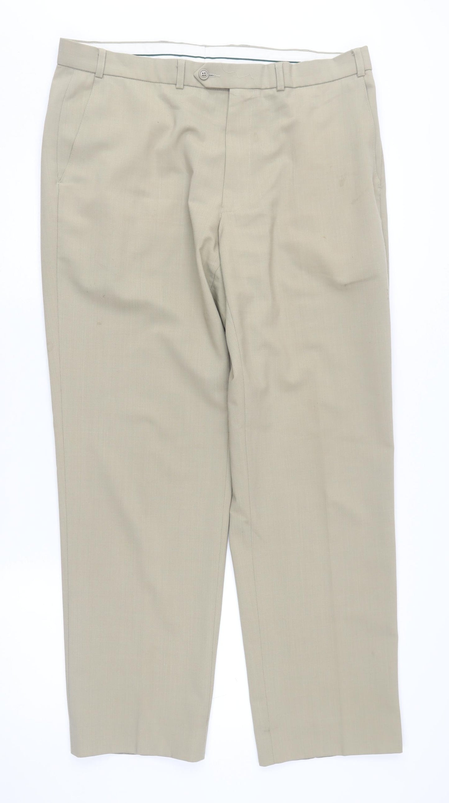 Marks and Spencer Men's Beige Regular Fit Trousers