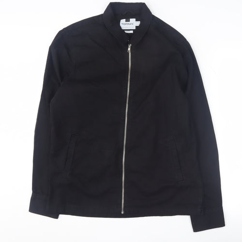 Topman Men's Black Cotton Mid-Length Jacket M