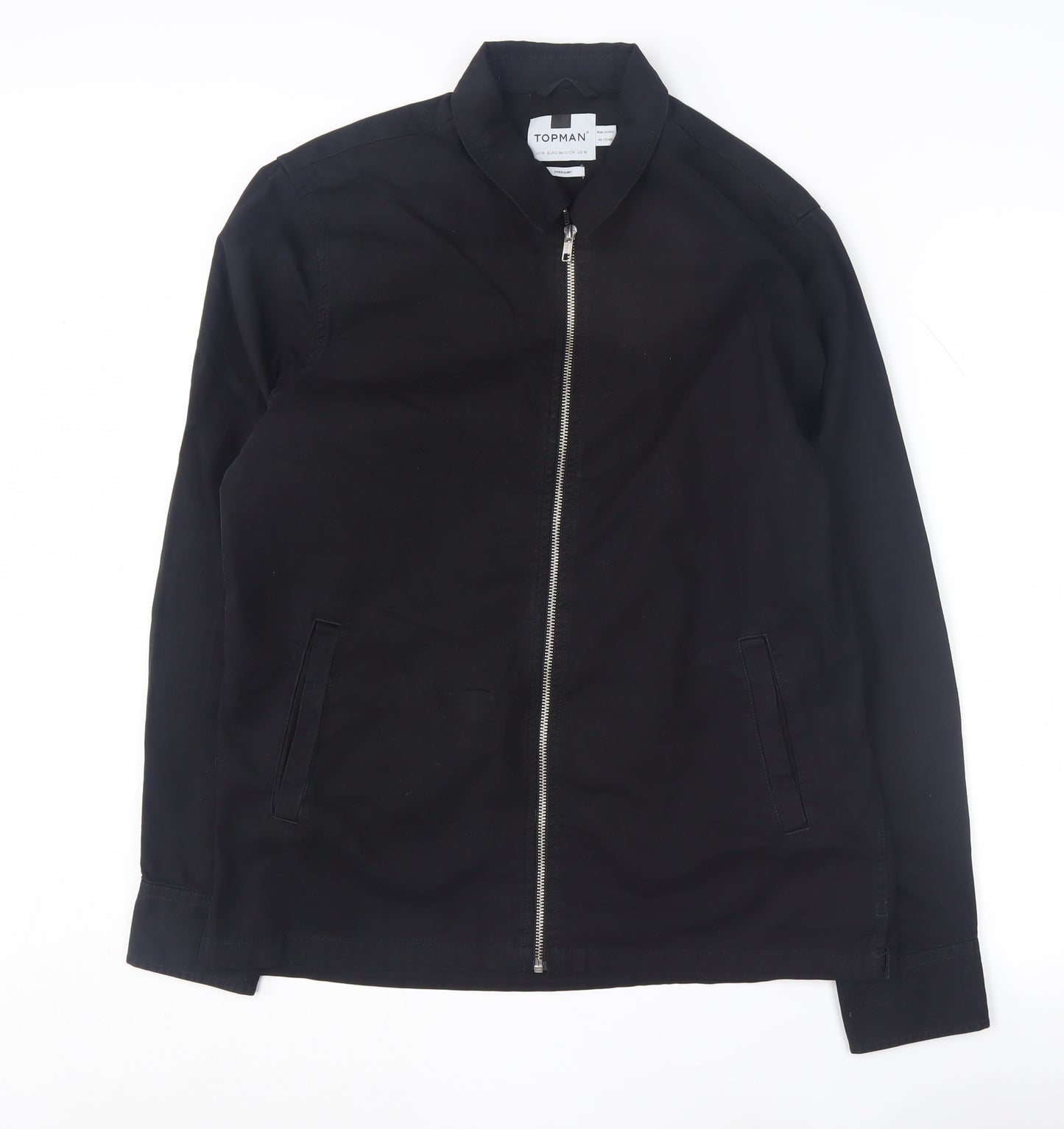Topman Men's Black Cotton Mid-Length Jacket M