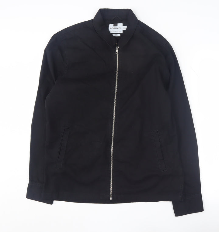Topman Men's Black Cotton Mid-Length Jacket M