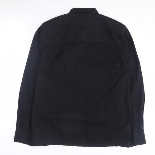 Topman Men's Black Cotton Mid-Length Jacket M