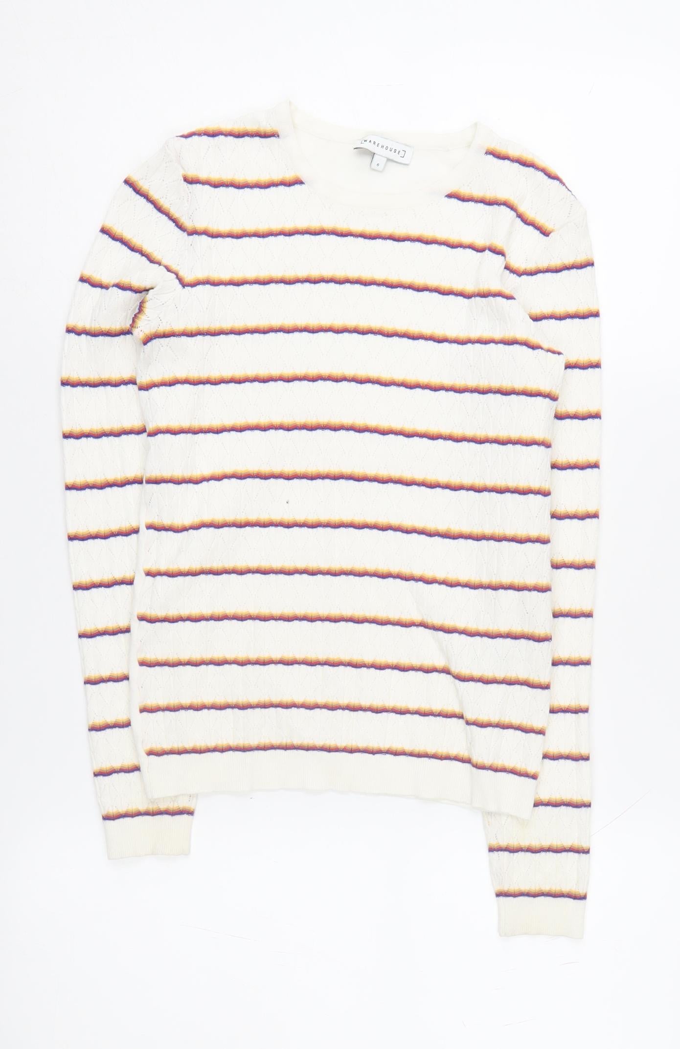 Warehouse Women's Multicoloured Striped Pullover Jumper Size 6