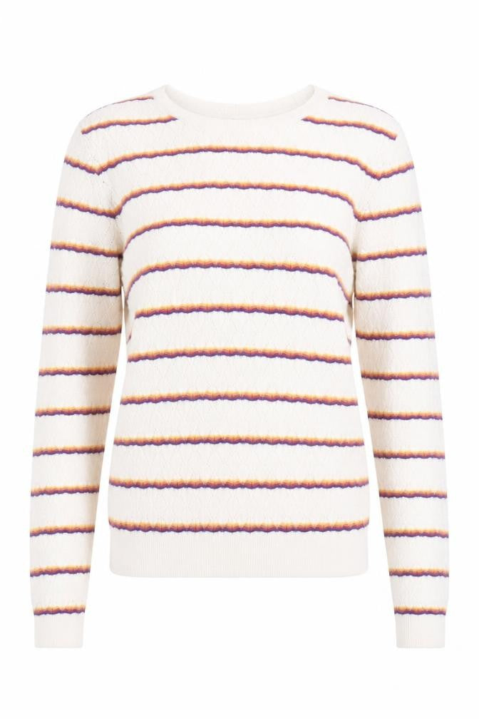 Front view of Warehouse Women's Multicoloured Striped jumper, size 6