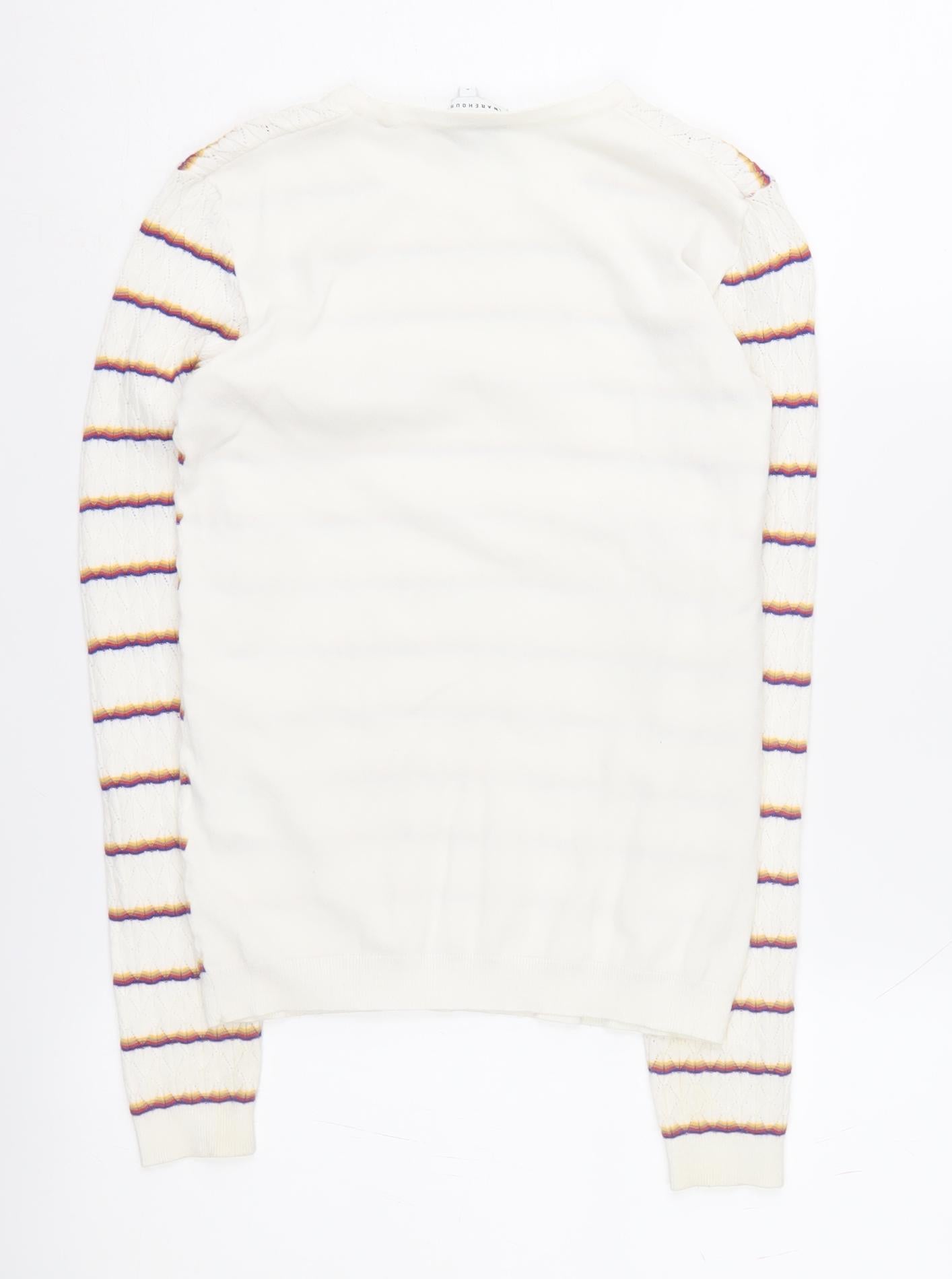 Warehouse Women's Multicoloured Striped Pullover Jumper Size 6