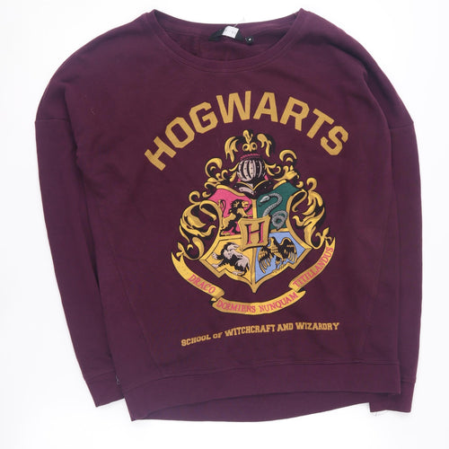 New Look Women's Purple Crew Neck Hogwarts Sweatshirt Size 10