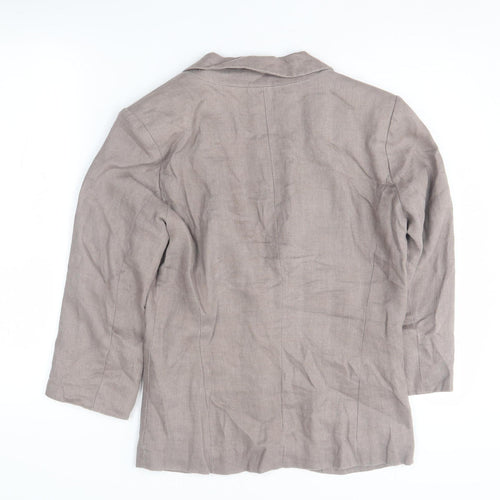 Malvin Women's Brown Linen Blazer Size 12 Single-Breasted