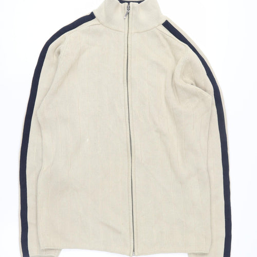 Next Men's Beige Full Zip High Neck Jumper S