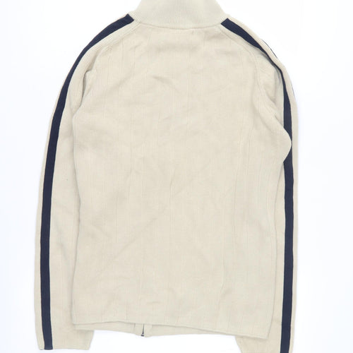 Next Men's Beige Full Zip High Neck Jumper S