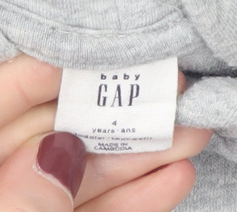 GAP Boys Grey Full Zip Hoodie, 4 Years, Casual Style