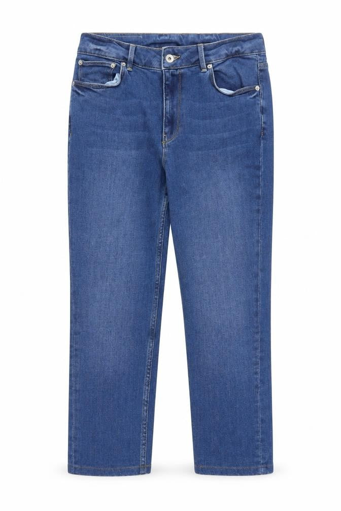 Front view of Jigsaw Women's Blue Straight Jeans, size 2, with Zip Closure