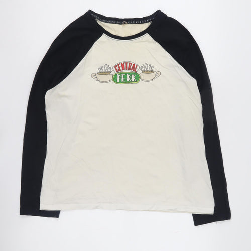 Friends Girls T-Shirt 12-14 Yrs Black Ivory Central Perk Long Sleeve