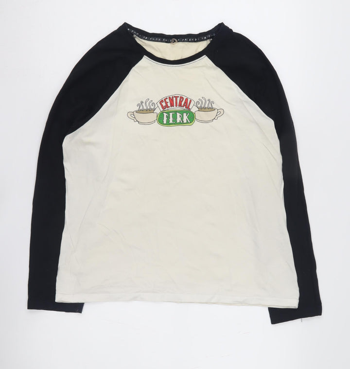 Friends Girls T-Shirt 12-14 Yrs Black Ivory Central Perk Long Sleeve