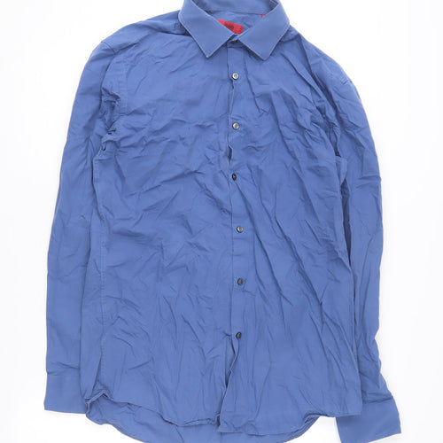 Hugo Boss Men's Blue Cotton Button-Up Shirt Size 16