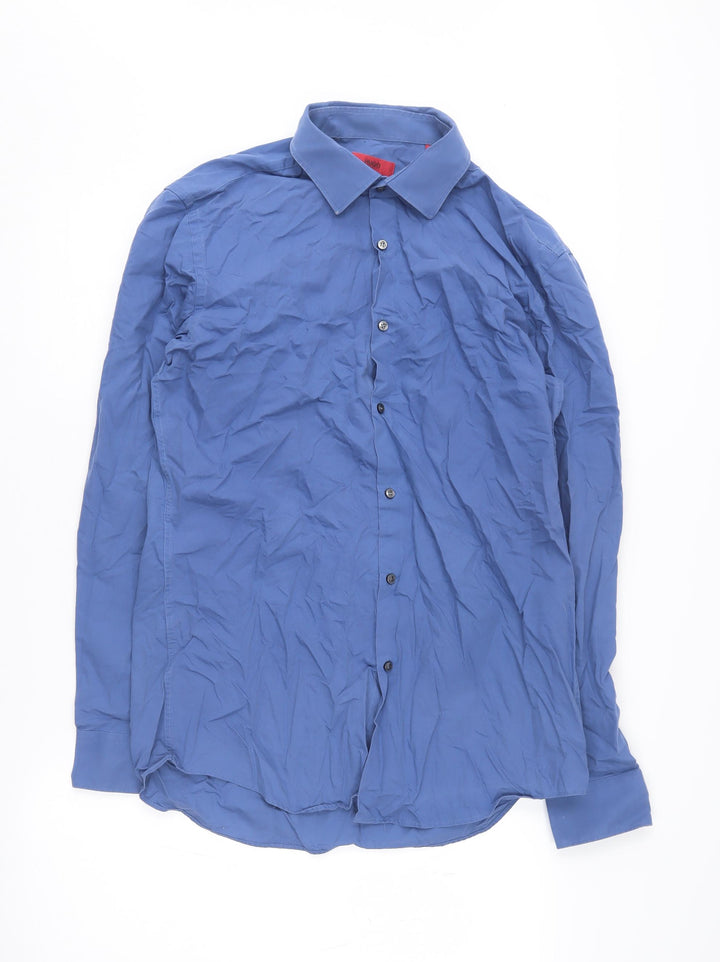 Hugo Boss Men's Blue Cotton Button-Up Shirt Size 16