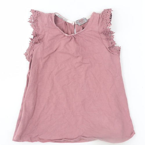 Tahari Girls Pink Crochet Sleeve Blouse, 4-5 Years