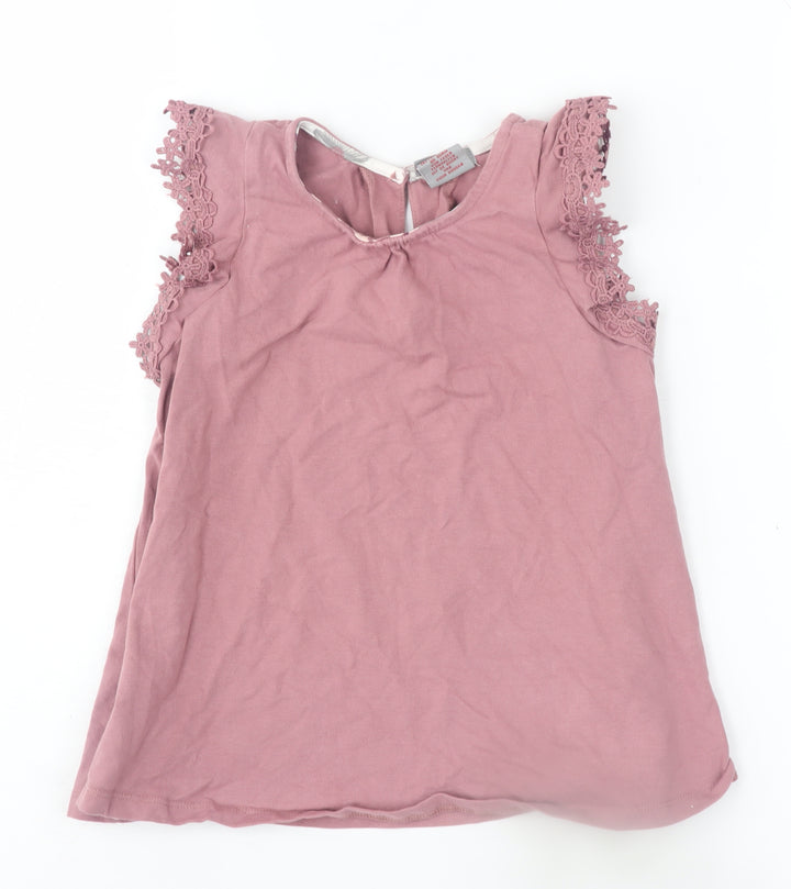 Tahari Girls Pink Crochet Sleeve Blouse, 4-5 Years